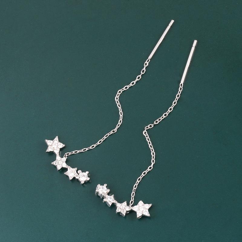 S925 Sterling Silver Star Ear Cuffs with Rhinestone Tassels - 2026 New Style 925 Silver