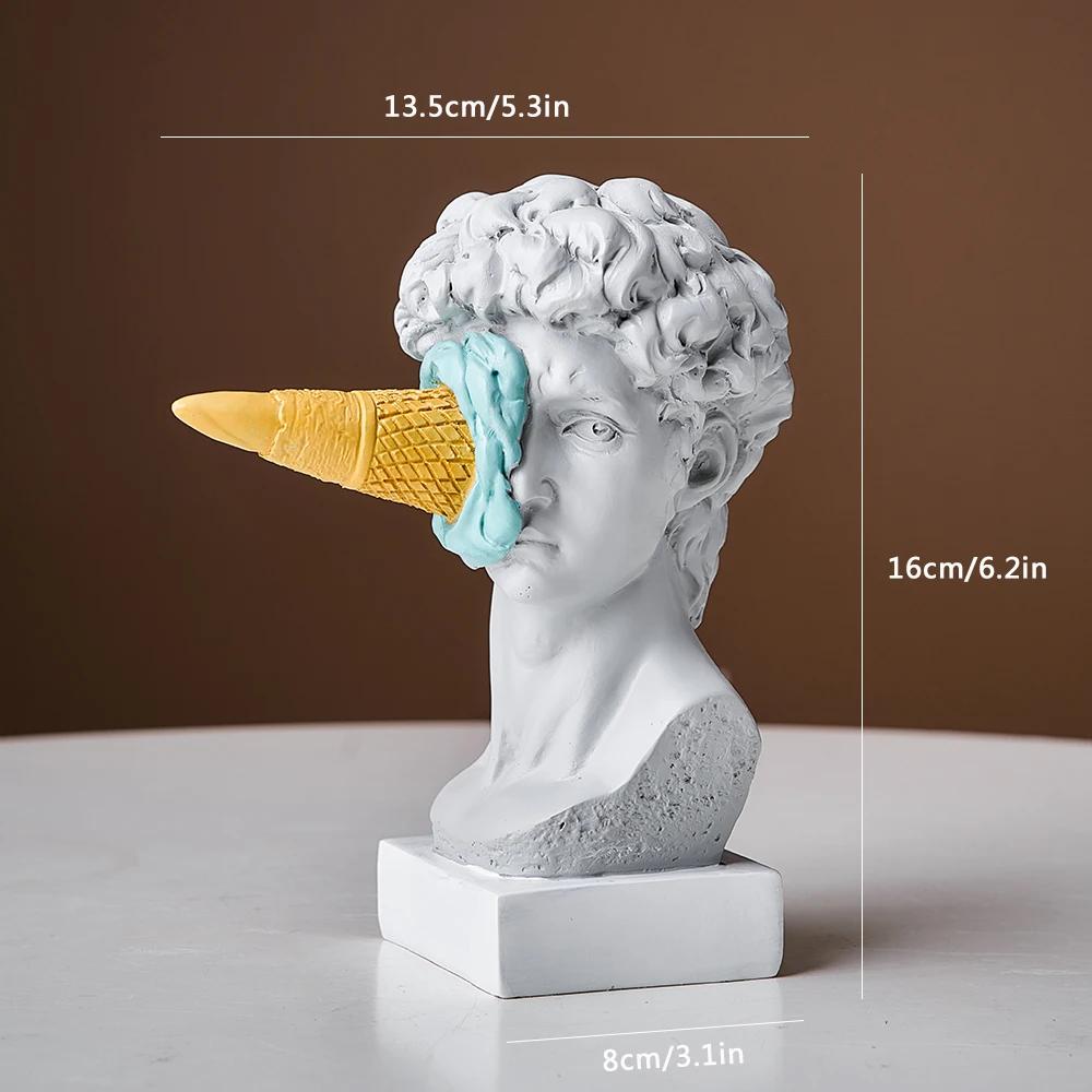 Sculpture Office Bookshelf Desktop Art Decoration David Statue Modern Nordic Figure Ornament Ice Cream David Figurine Home Decor