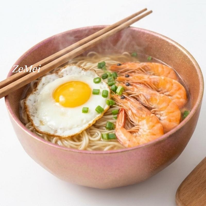 Pure Titanium Thickened Double-Wall Salad Bowl, Multicolor Double-Layer Ice-Flake Texture Home Food Storage Soup Bowl Tableware