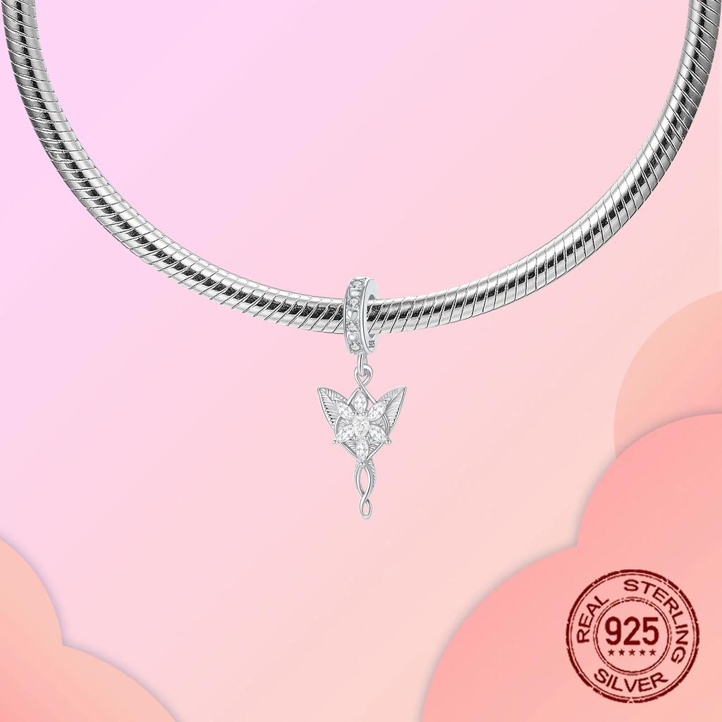 copper Leaf Fairy Angel Zircon Dangle Pendant Charm Compatible With Authentic Charm Bead Charms Bracelets Women Do It Yourself Jewellery Gift