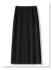 Women's High Waist Black Midi Skirt - 2025 Spring Slimming Design, Long Bodycon Skirt for Petite Frames