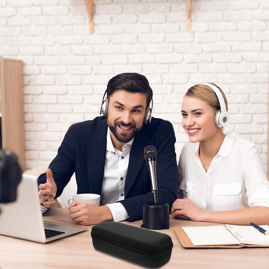 Artibetter Mikrofonkoffer, Mikrofontasche, Mikrofon-Schutzbox, kabellose Mikrofonhülle, schwarz, tragbare Tragetasche, Mikrofonkabel