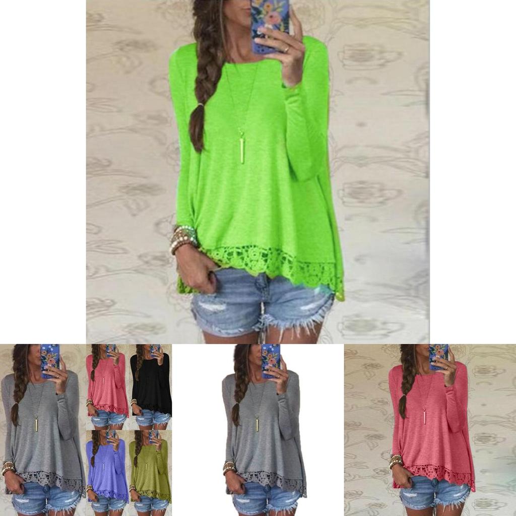 Comfortable Femme Blouse Manches Longues With Feminine Lace Touch In Durable Cotton Material