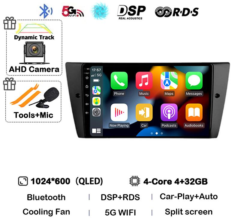 Android 14 Wireless Carplay Auto Car Radio For BMW E90 E91 E92 E93 3 Series Multimedia Stereo Video Player Head Unit GPS WIFI+4G