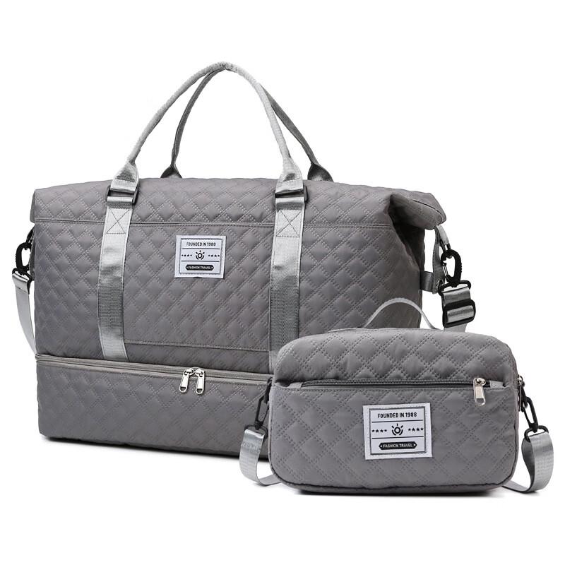 OLOMM Korean Style Quilted Travel Gym Crossbody Bag Set