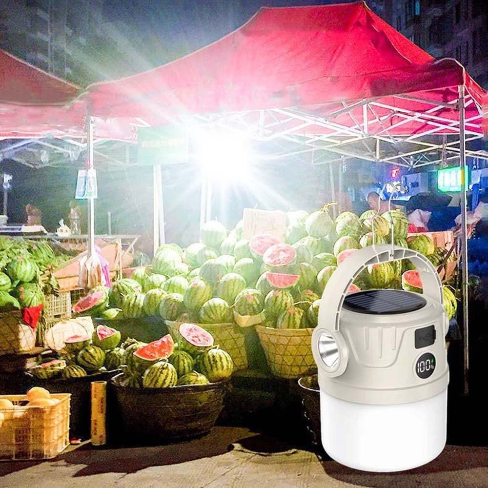 With Output Beige Tent Lamp Dimmable Hanging Lights Portable Solar Camping Light  Travel