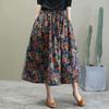 Retro Art Thin Cotton-Linen Skirt for Women – Digital Print, Big Swing, Long & Lightweight for Summer