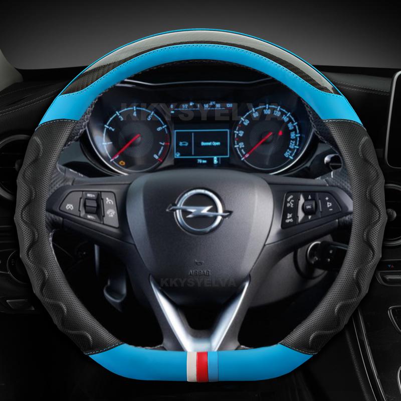 Car Steering Wheel Cover D Shape Leather For Opel Astra 2015- Corsa Combo Mokka 2018- Grandland X Ignia CT 2017-