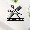 Personalized Metal Wall Art Dog Groomer Sign with Lights, Custom Scissors Laser Cut Decor for Salon