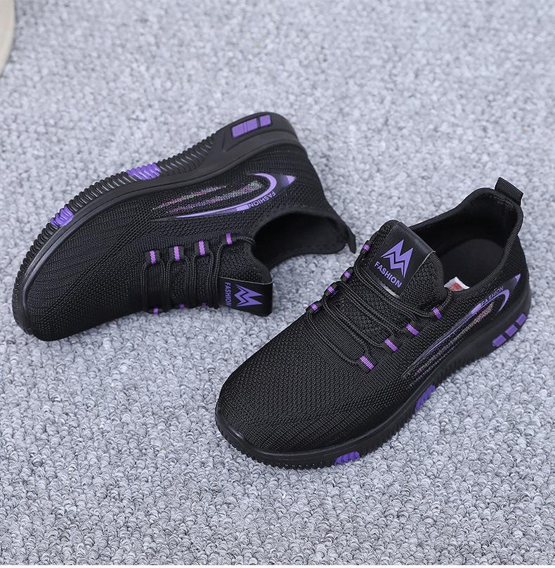 Women's Old Beijing Flyknit Non-slip Walking Shoes - Soft Sole, Lightweight Casual Footwear for Kitchen, Work, and Everyday Use.