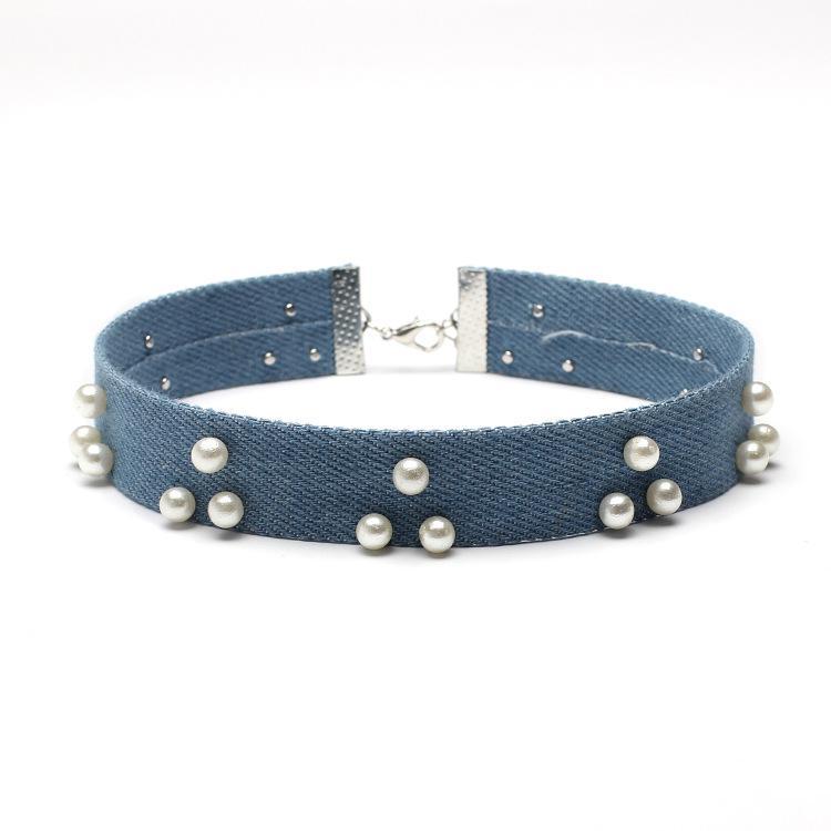 9 European and American short necklaces, pearl pendants, denim necklaces, choker collars, sets are fresh and sweet