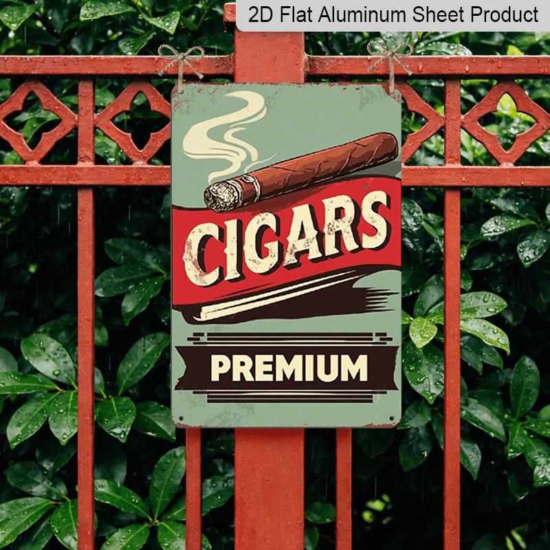 2D Flat Decorative Aluminum Sign | 7.87*11.8 Inch Plaque Tin Sign for Cigars Store, Cuban Cigar On Old Design Template, Vintage Metal Signs for Men