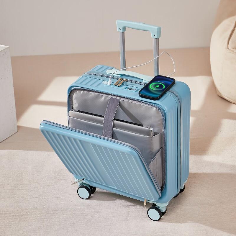 Multifunction Front Opening 18" Small Trolley Case Password Suitcase Cabin Travel Bag Usb Charging Luggage Suitcases On Wheels