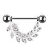 1Pc Women Rhinestone Inlaid Leaf Barbell Nipple Ring Body Piercing Jewelry Gift