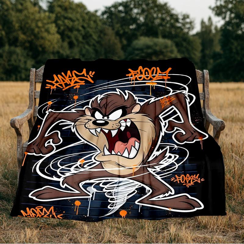 Tazma-nian Devil Spray Art Blanket Flannel Throw for Sofa, Indoor, Camping, Living Room, Office, Chair, And Bed Soft Birthday Gift