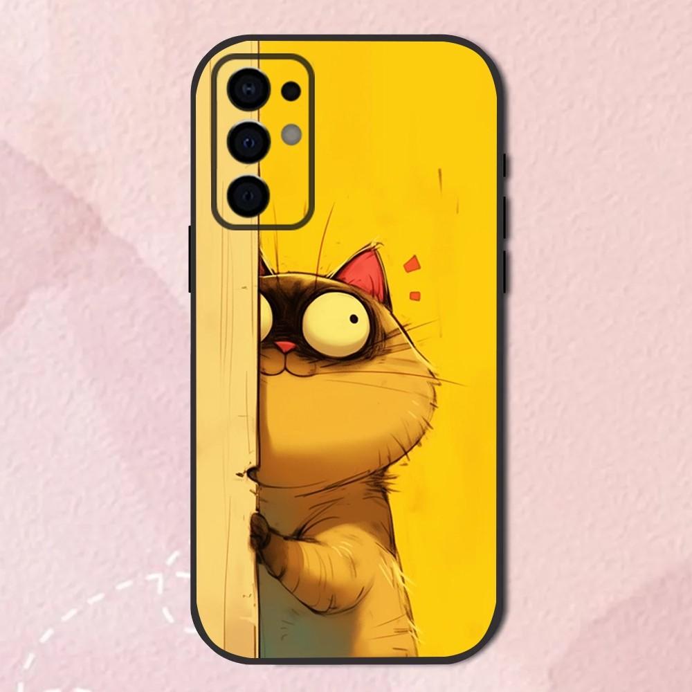 Cat Cute Funny Pet Phone Case For Samsung S24,S21,S22,S23,S30,Ultra,S20,Plus,Fe,Lite,Note,10,9,5G Black Soft Shell