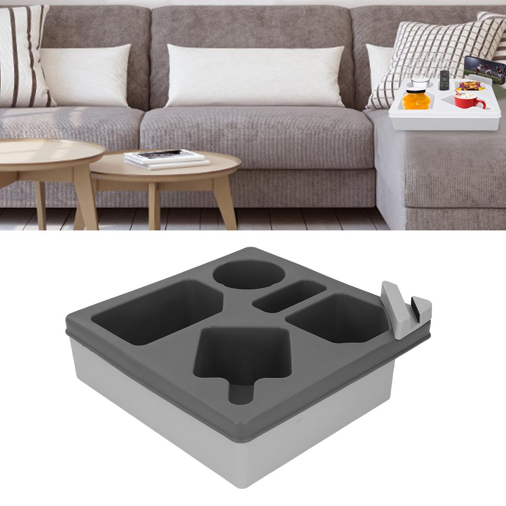 Sofa Cup Holder Tray with Phone Stand Silicone Plastic Couch   Drink Holder for Bed Car Remote Control Snacks and Other Items