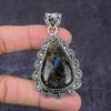 Natural Larvikite Stone Gemstone Handmade 925 Sterling Silver Pendant 2.56" Y2R81