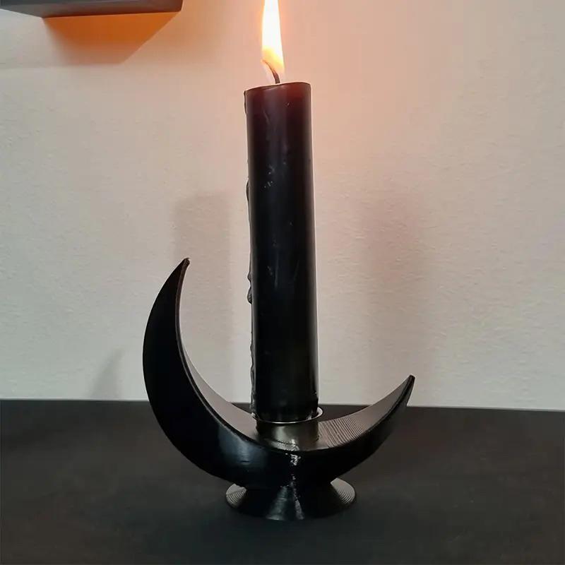 Vintage Gothic Schwarzer Halbmond Kerzenhalter 3D-gedruckter Mond Kerzenständer Schaffen Sie eine romantische Atmosphäre Heimdekoration