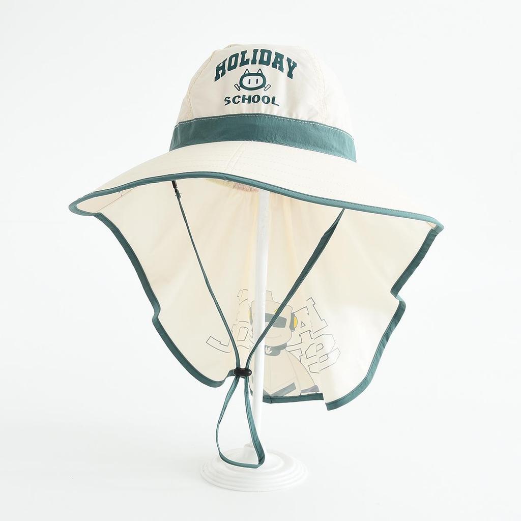 Children's Wide-Brim Sun Hat with Neck Protection, Windproof Outdoor Cap for Boys and Girls