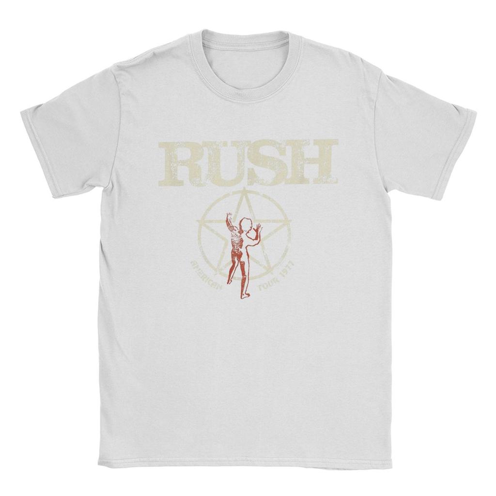 Rush Band T Shirt Men's Pure Cotton Novelty T-Shirts Crewneck Tees Short Sleeve Clothing Summer