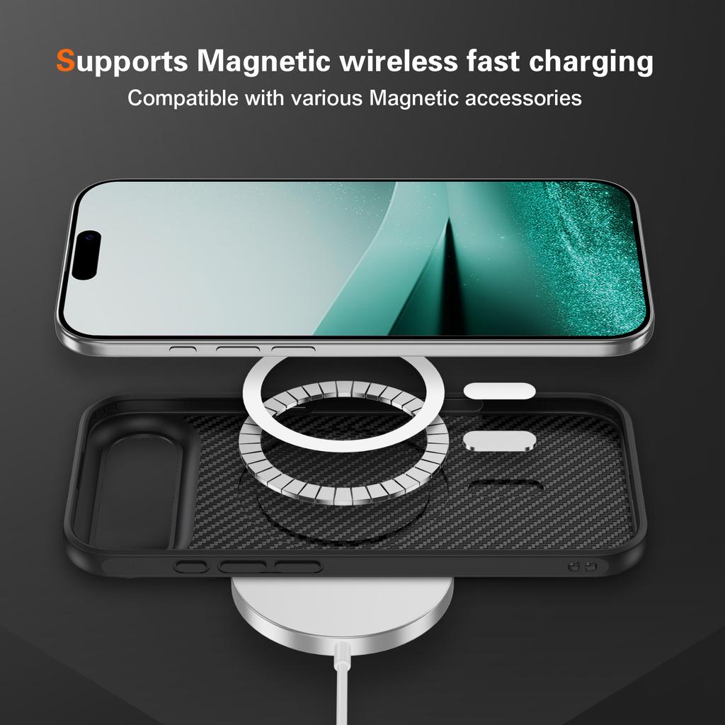 Wireless Charging Carbon Fiber Case for Iphone 17 Pro Max 15 16 17 Air 14 Plus 13 Pro Iphone17 Iphone16 Iphone15 Phone Bag