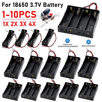 DIY Plastic 18650 Battery Box Storage Case 1 2 3 4 AA 18650 Power Bank Cases Battery Holder Container 1X 2X 3X 4X With Wire Lead