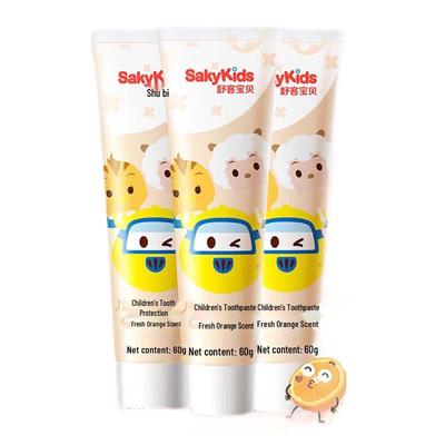 Saky Kinder Kariesschutz-Zahnpasta mit Fluorid und Xylit - Orange (3 Pack)
