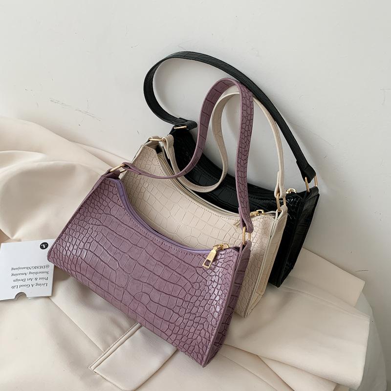 Retro Crocodile Pattern Shoulder Bag For Women Pu Leather Armpit Bag France Clutch Bag Casual Female Clutch Handbags Purse Tote Quality
