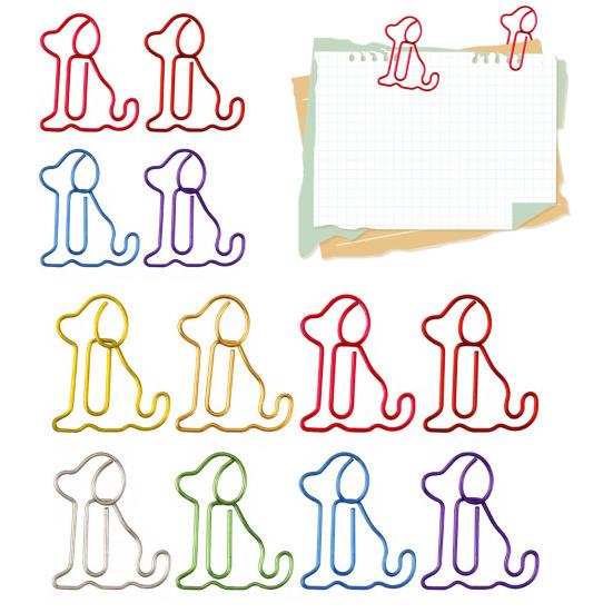 Yousheng 50Pcs Christmas Paper Clips Dog Shape Non-bending Metal Clips Office School Desk Organizing Cards Document Fasteners