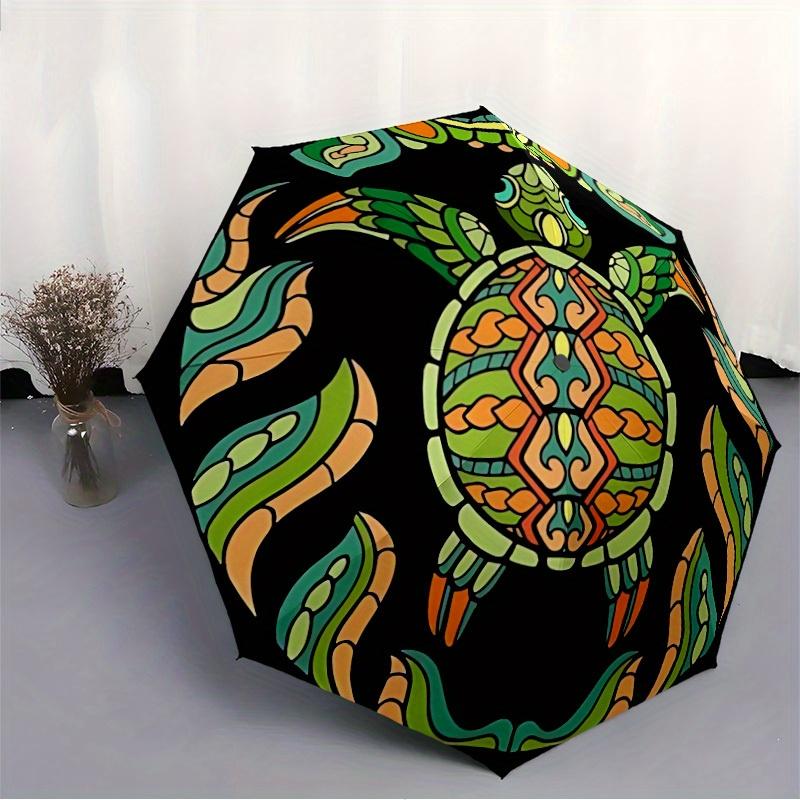 1pc Sea Turtle Mandala Automatic Opening/closing Umbrella with Auto Open/Close, Perfect Gift for Friends, Durable Plastic Handle yy250801192
