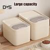 Grain Storage Barrel with Built-in Measuring Cup Clear Cover Large Capacity Wide Mouth Airtight Pet Food Container