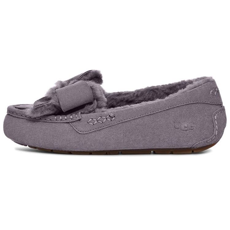 

UGG Ansley Bow Fleece Flat Shoes Women Shoes Purple Gray 1113470-SHA 36