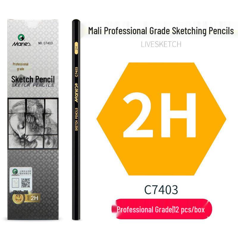 Mali Student Sketching & Drawing Pencil Set: Includes 2B, 4B, 14B soft, medium, hard, and charcoal pencils ideal for art exams.