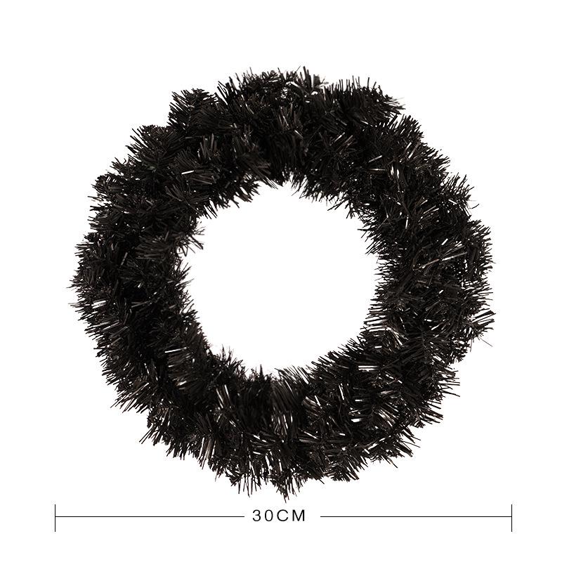 Hong Yu Black PVC Lighted Vine Wreath for Halloween & Christmas Decor