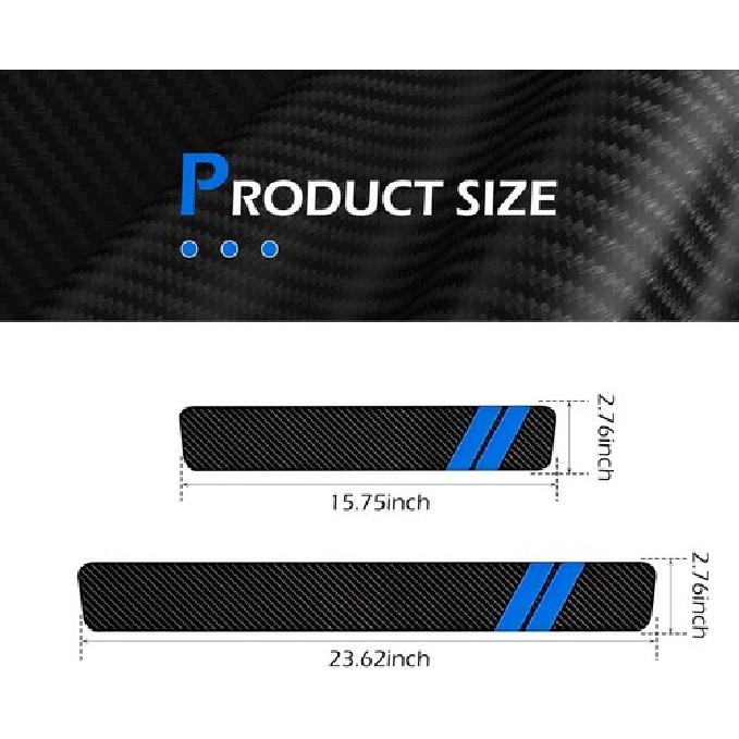 4PCS Car Door Sill Protector, Double Slash Sport Style Front Rear Side Door Blue