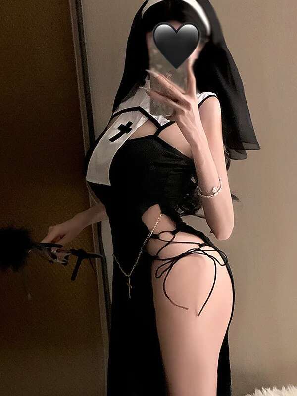 Sexy Summer High Slit Cheongsam Nun Dress Role-playing Uniform Dress Elegant Tank Mini Dress Sweet SM Exotic Women Dress 3XPC