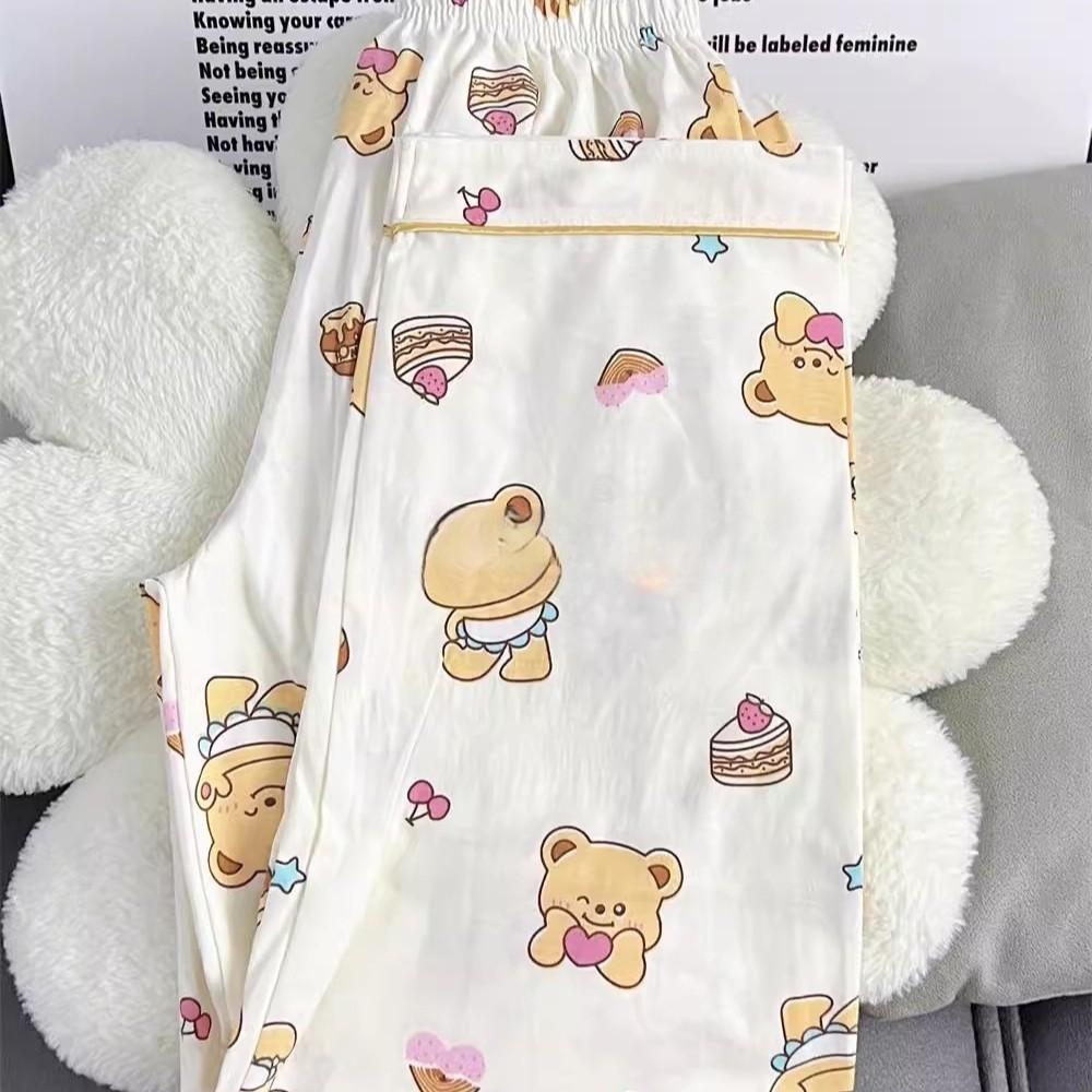 Soft cute princess wind sweet cute honey bear pajamas women's summer short-sleeved shorts two-piece cardigan loungewear