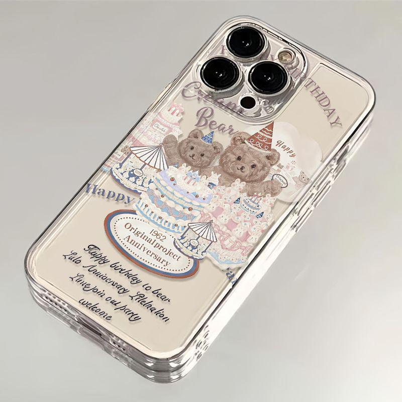 Transparent Cartoon Bear Case for iPhone 13Pro/14/15/16/XS/17ProMax