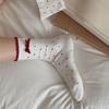 Double Layer Bow Socks Red Color Stacking Socks Trendy Mid Tube Socks  Holiday