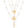 Boho Multi Layered 3 Layers Geometric Blessed Cross Necklace For Women Choker Classic Chain Crystal Necklaces Jewelry Wholesale