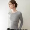 Women's Slim Fit Pure Cashmere Ribbed Sweater - Flattering Versatile Warm Round Neck Knitwear with Long Sleeves