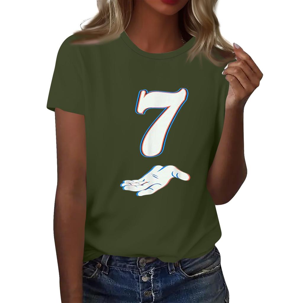 Ladies' Digital Printed Casual Round Neck Short Sleeved Top