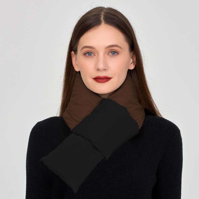 Winter color matching scarf to keep warm men and women's high-end sense fashion scarf down cloth trend thickened versatile scarf