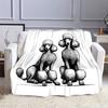 Elegant Poodle Pair Illustration Patterned flannel blanket perfect for the bedroom living room, sofa, or a little nap