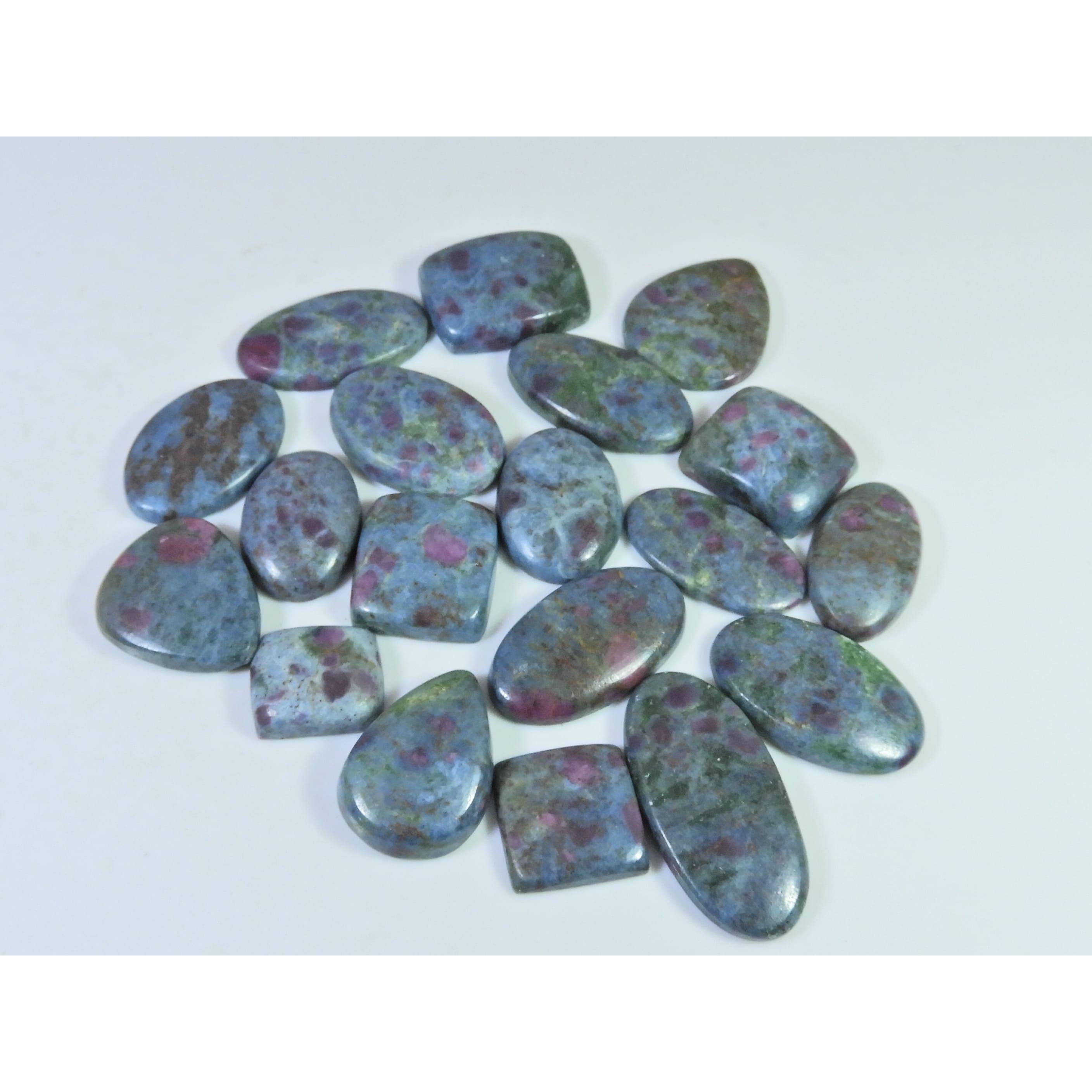 371Cts. Natural Ruby in Kyanite Mix Cabochon Loose Gemstone 19 Pcs Lot C-1293