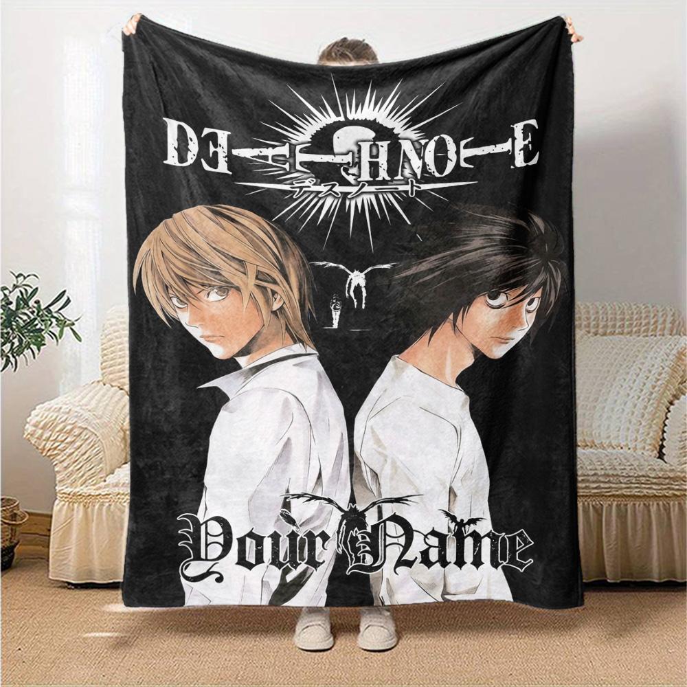 Name Custom Anime Death Note Print Flannel Blanket High Quality Warm Comfortable Cover for All Seasons Perfect for Gifts Home Decor