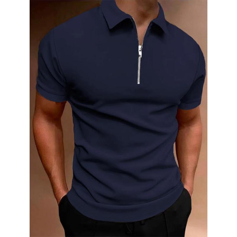 Erkek Polo Tişört Düz Renk Kısa Kollu Yakalı Tişört Günlük Fitted Üst Erkek Giyim