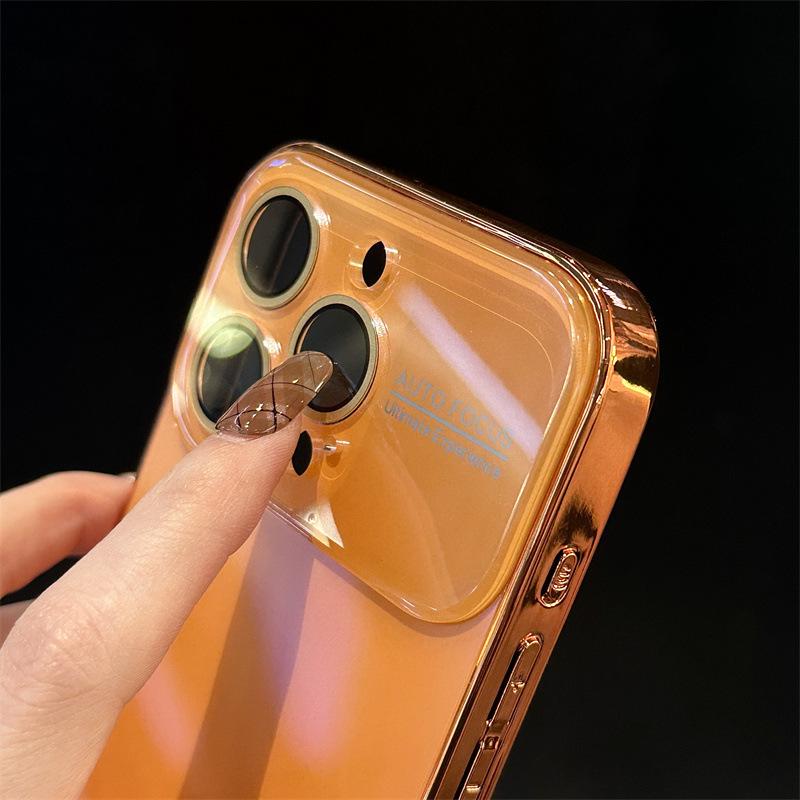 Galvanisiertes Handyhülle mit großem Sichtfenster für iPhone 17/16/15/14/Pro Max mit Kameraschutz
