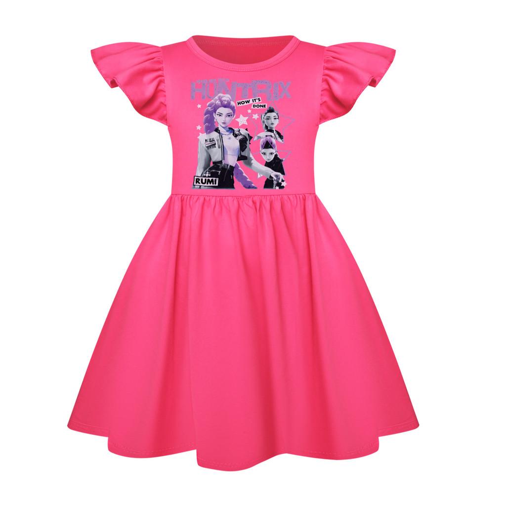 5105 Dziewczęca Sukienka Mira Zoey Rumi z Nadrukiem, Falbankami i Krótkim Rękawem, Codzienna